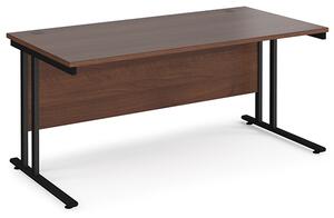 Melor 1600mm Cantilever Wooden Computer Desk In Walnut And Black