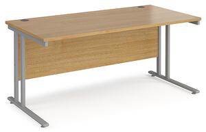 Melor 1600mm Cantilever Wooden Computer Desk In Oak And Silver