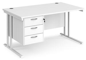 Melor 1400mm Cantilever Legs 3 Drawers Computer Desk In White