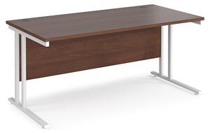 Melor 1600mm Cantilever Wooden Computer Desk In Walnut And White