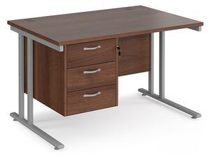 Melor 1200mm Cantilever Computer Desk In Walnut Silver
