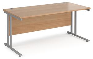 Melor 1600mm Cantilever Wooden Computer Desk In Beech And Silver