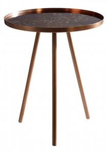 Cordue Glass Top Side Table In Matte Copper