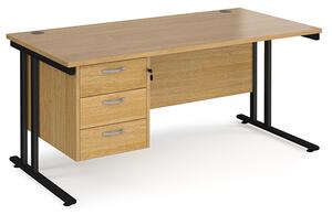 Melor 1600mm Cantilever 3 Drawers Computer Desk In Oak Black