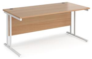 Melor 1600mm Cantilever Wooden Computer Desk In Beech And White