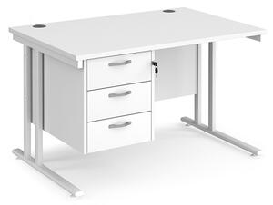 Melor 1200mm Cantilever Legs 3 Drawers Computer Desk In White