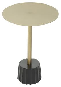 Cordue Round Metal Side Table With Black Base In Gold