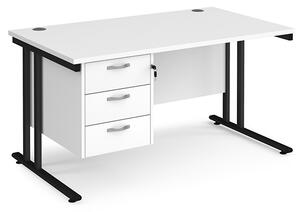 Melor 1400mm Cantilever 3 Drawers Computer Desk In White Black