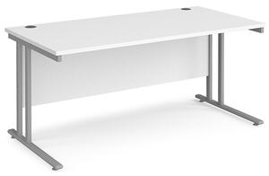 Melor 1600mm Cantilever Wooden Computer Desk In White And Silver