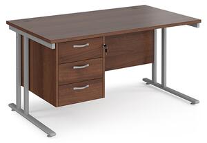 Melor 1400mm Cantilever Computer Desk In Walnut Silver