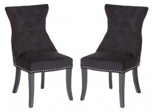 Trento Upholstered Black Velvet Dining Chairs In A Pair