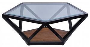 Ciao Clear Glass Top Pentagon Coffee Table With Black Metal Base