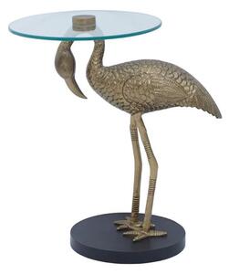 Inventive Round Clear Glass Side Table With Gold Pelican Base