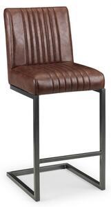 Barras Faux Leather Bar Stool In Brown With Black Metal Legs