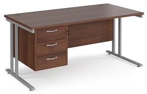 Melor 1600mm Cantilever Computer Desk In Walnut Silver