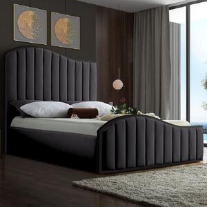 Midland Plush Velvet Upholstered Super King Size Bed In Steel