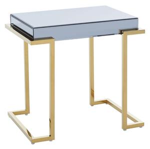 Kayo Grey Glass Top End Table With Gold Stainless Steel Base