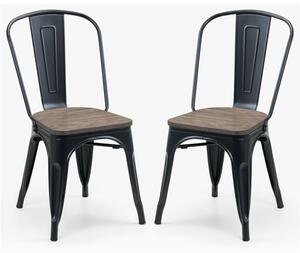 Gael Mocha Elm Wooden Dining Chairs With Metal Frame In Pair