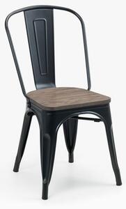 Gael Wooden Dining Chair In Mocha Elm With Metal Frame