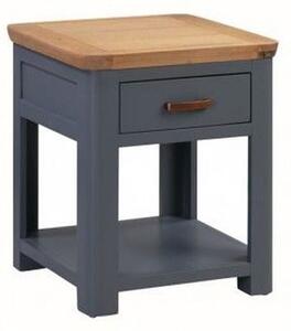 Trevino Wooden End Table In Midnight Blue And Oak With 1 Drawer