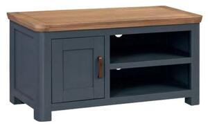 Trevino Wooden TV Stand In Midnight Blue And Oak