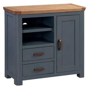 Trevino Wooden TV Sideboard In Midnight Blue And Oak