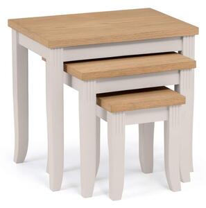 Dagan Wooden Nest Of Tables In Elephant Grey With Oak Top