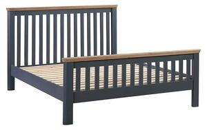 Trevino Wooden Double Bed In Midnight Blue And Oak