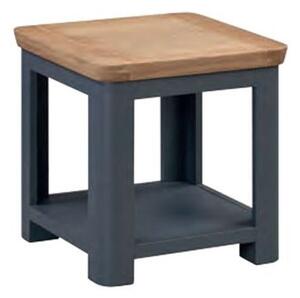 Trevino Square Wooden End Table In Midnight Blue And Oak