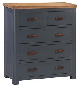 Trevino Wooden Chest Of 5 Drawers In Midnight Blue And Oak