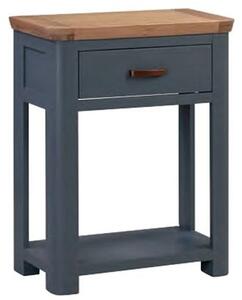 Trevino Small Wooden Console Table In Midnight Blue And Oak