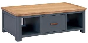 Trevino Wooden Coffee Table In Midnight Blue And Oak