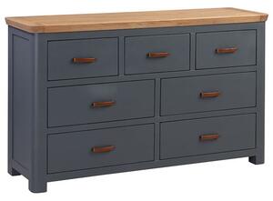 Trevino Wooden Chest Of 7 Drawers In Midnight Blue And Oak