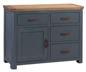 Trevino Small Wooden Sideboard In Midnight Blue And Oak