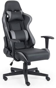 Caldwell Faux Leather Gaming Chair In Black And Grey