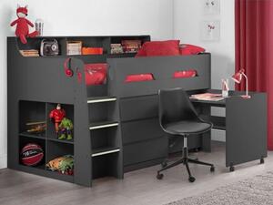 Jadiel Midsleeper Storage Children Bed In Anthracite With Desk