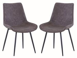 Imperia Dark Brown Fabric Upholstered Dining Chairs In A Pair