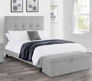 Sadzi Linen Fabric Upholstered King Size Bed In Light Grey