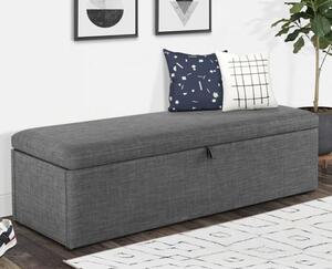 Sadzi Linen Fabric Upholstered Blanket Box In Slate Grey