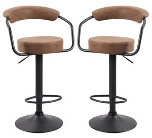 Hanna Brown Woven Fabric Bar Stools With Black Base In A Pair