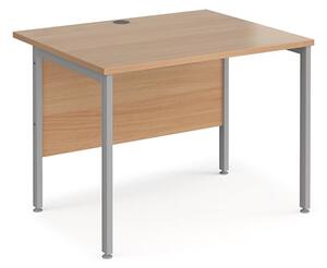 Melor 1000mm H-Frame Wooden Computer Desk In Beech And Silver