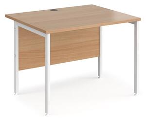 Melor 1000mm H-Frame Wooden Computer Desk In Beech And White