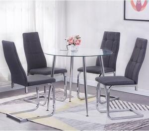 Nova Round Clear Glass Top Dining Table With 4 Chairs