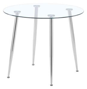 Nova Round Clear Glass Top Dining Table With Chrome Legs