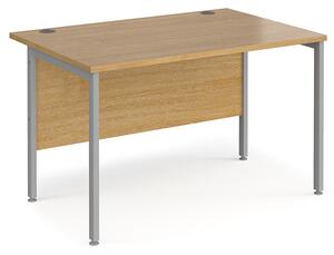 Melor 1200mm H-Frame Wooden Computer Desk In Oak And Silver