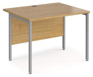 Melor 1000mm H-Frame Wooden Computer Desk In Oak And Silver