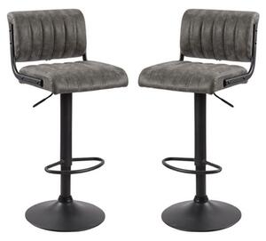 Paris Grey Woven Fabric Bar Stools With Black Base In A Pair