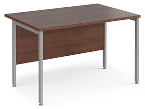 Melor 1200mm H-Frame Wooden Computer Desk In Walnut And Silver