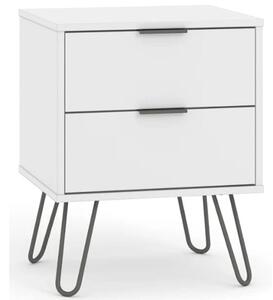 Avoch Wooden Bedside Cabinet In White With 2 Drawers