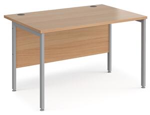 Melor 1200mm H-Frame Wooden Computer Desk In Beech And Silver